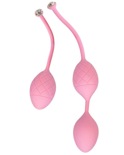 Роскошные вагинальные шарики PILLOW TALK - Frisky Pink с кристаллом, диаметр 3,2см, вес 49-75гр - Фото №1