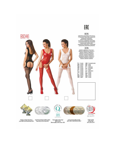 Бодистокинг Passion BS046 red, комбинезон с имитацией чулок - Фото №5
