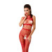 Бодістокінг Passion BS048 red, комбінезон, імітація колгот та відкритого топа - Фото №1