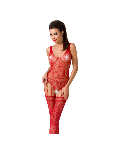 Бодистокинг Passion BS051 red, комбинезон, имитация чулок и боди - Фото №1