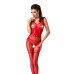Бодистокинг Passion BS052 red, комбинезон, имитация корсета с подтяжками, чулок и трусиков - Фото №1