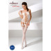 Бодістокінг Passion BS054 white, комбінезон, імітація панчіх, відкритий животик - Фото №2
