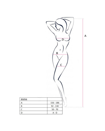 Бодістокінг Passion BS056 red, комбінезон, імітація панчох - Фото №4