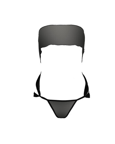 Комплект білизни Passion AMORE SET black, стрінги і ліф у вигляді подарункової стрічки з бантом - Фото №3