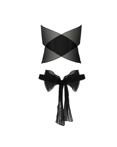 Комплект білизни Passion AMORE SET black, стрінги і ліф у вигляді подарункової стрічки з бантом - Фото №4
