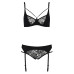 Комплект білизни Passion PAULINE SET L/XL, black, стрепи, ліф, стрінги і пояс для панчох - Фото №5