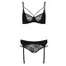 Комплект белья Passion PAULINE SET S/M, black, стрэпы, лиф, стринги и пояс для чулок - Фото №5