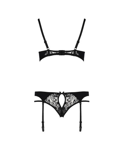 Комплект білизни Passion PAULINE SET XXL/XXXL, black, стрепи, ліф, стрінги і пояс для панчох - Фото №6
