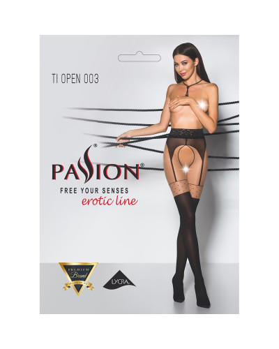 Еротичні колготки Passion TIOPEN 003 3/4 (20/40 den), nero, імітація панчох і пояса - Фото №5
