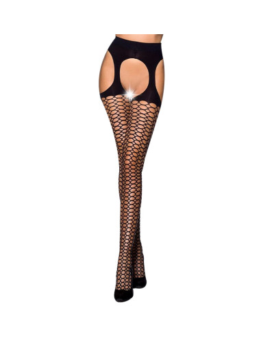 Эротические колготки Passion TIOPEN 004 3/4 (fishnet 40 den), black, имитация чулок и пояса - Фото №1