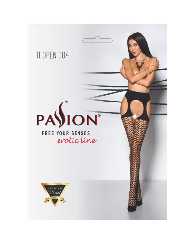Эротические колготки Passion TIOPEN 004 3/4 (fishnet 40 den), black, имитация чулок и пояса - Фото №5
