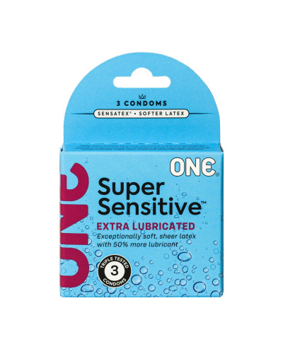 Презервативи ONE Super Sensitive 3 шт, картонна коробка (м'ята упаковка!!!) - Фото №1