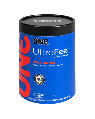 Презервативи ONE Ultra Feel 40 шт, подарункова упаковка тюб (м'ята упаковка!!!) - Фото №1