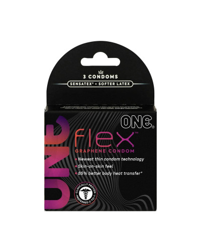 Презервативи ONE Flex Graphene Condom 3 шт, картонна коробка (м'ята упаковка!!!) - Фото №1