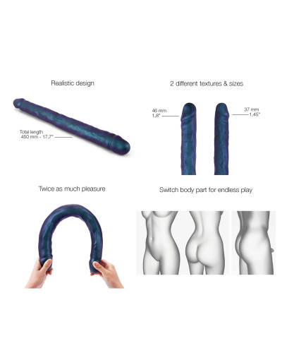 Фаллоимитатор двойной Strap-On-Me DOUBLE DONG REALISTIC DILDO - SNAKY METALLIC COLOR - Фото №2