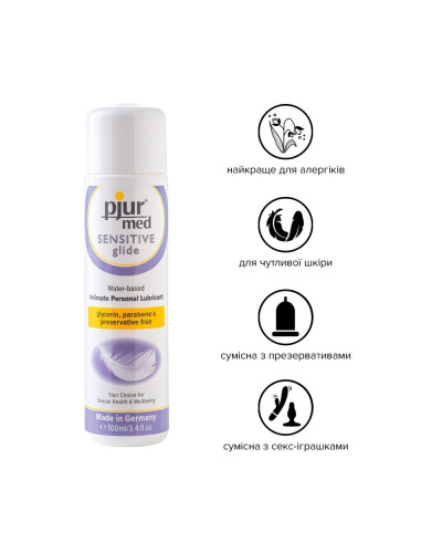 Лубрикант на водной основе pjur MED Sensitive glide 100 мл (мятая упаковка!!!) - Фото №3