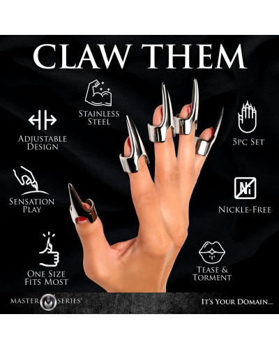 Набір кілець з кігтями Master Series Five-Piece Sensation Claw Rings - Silver (м'ята упаковка!!!) - Фото №9