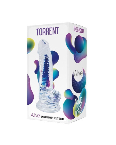 Прозорий фалоімітатор Alive Jelly Dildo Torrent (м'ята упаковка!!!) - Фото №3