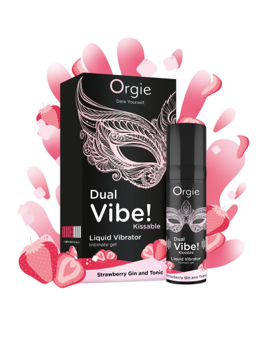 Рідкий вібратор Orgie - Dual Vibe! Strawberry Gin & Tonic Kissable Liquid Vibrator (15 мл) - Фото №2