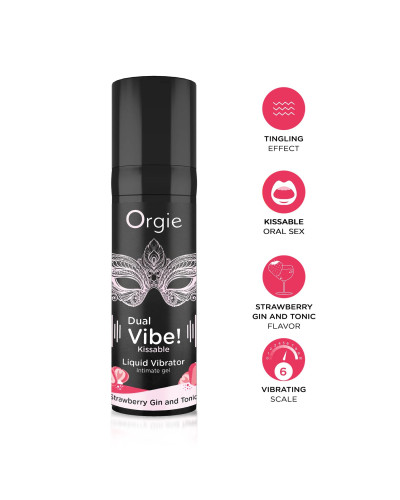 Рідкий вібратор Orgie - Dual Vibe! Strawberry Gin & Tonic Kissable Liquid Vibrator (15 мл) - Фото №3