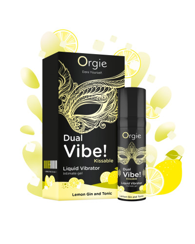 Жидкий вибратор Orgie - Dual Vibe! Lemon Gin And Tonic Kissable Liquid Vibrator (15 мл) - Фото №2