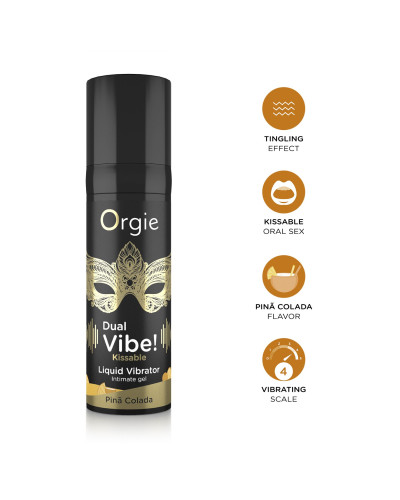 Рідкий вібратор Orgie - Dual Vibe! Pina Colada Kissable Liquid Vibrator (15 мл) - Фото №3