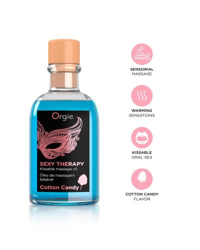 Набор для массажа Orgie – Sexy Therapy Cotton Candy (100 мл), съедобное разогревающее масло + перышко - Фото №3