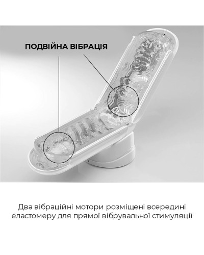 Вібромастурбатор Tenga Flip Zero Electronic Vibration White, змінна інтенсивність, розкладний - Фото №3