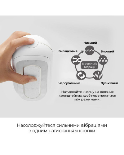 Вібромастурбатор Tenga Flip Zero Electronic Vibration White, змінна інтенсивність, розкладний - Фото №4