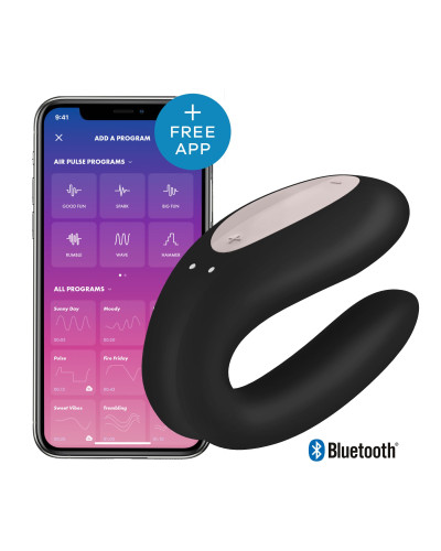 Смарт-вібратор для пар Satisfyer Double Joy Black із широким кліторальним стимулятором - Фото №1