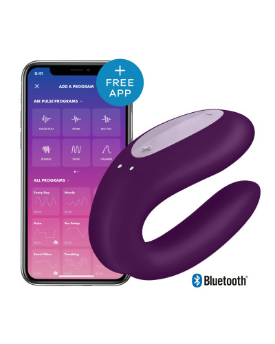Смарт-вибратор для пар Satisfyer Double Joy Violet с широким клиторальным стимулятором - Фото №1