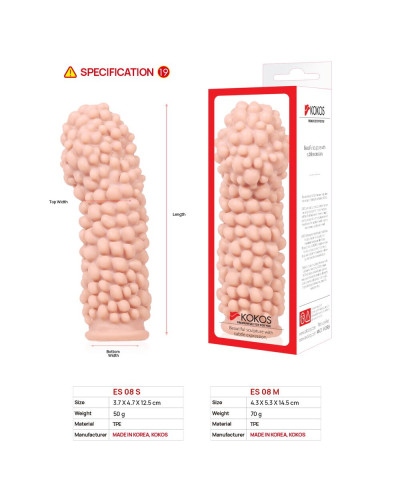 Насадка на член Kokos Extreme Sleeve ES.08 розмір M, потовщувальна, стимулюючий рельєф - Фото №5