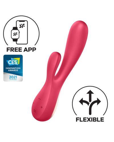 Смарт вибратор-кролик Satisfyer Mono Flex Red, 2 мотора, управление через интернет - Фото №1