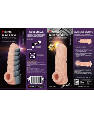 Насадка на член Kokos Nude Sleeve NS 001 M - Фото №6