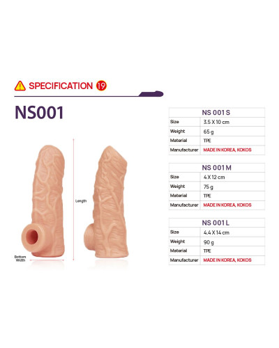 Насадка на член Kokos Nude Sleeve NS 001 L - Фото №5