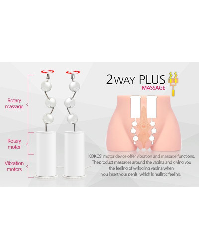 Мастурбатор полуторс Kokos Cherry 2WayPlus с вибрацией и массажем, два входа: вагина и попка - Фото №7