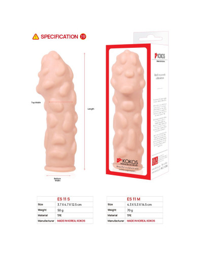 Насадка на член Kokos Extreme Sleeve ES.11 размер M, утолщающая, стимулирующий рельеф - Фото №5