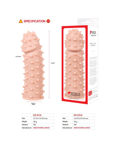 Насадка на член Kokos Extreme Sleeve ES.03 размер M, утолщающая, стимулирующий рельеф - Фото №5