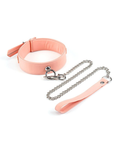 Нашийник із повідцем Liebe Seele Dark Candy Pink Collar with Leash - Фото №1