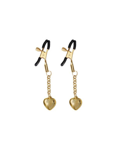 Затискачі для сосків Liebe Seele Solid Heart Nipple Clamps Gold - Фото №1