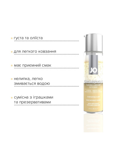 Розпродаж!!! Змазка на водній основі JO Champagne (60 мл) (термін 08.2025) - Фото №3