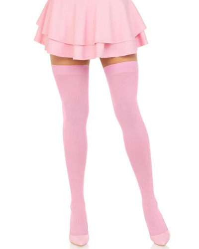 Плотные непрозрачные чулки Leg Avenue Opaque Nylon Thigh Highs Pink, One Size - Фото №1