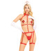 Портупея с чокером и гартеры Leg Avenue 2PC Vegan Leather Nurse Harness Teddy and Headband Red L - Фото №5