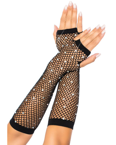 Мітенки Leg Avenue Rhinestone Fishnet Arm Warmers Black - Фото №1