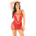 Платье Leg Avenue Lace and Net Mini Dress with Dual Strap One Size, Red - Фото №1
