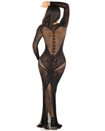 Сукня Leg Avenue Lace and Net Bodycon Gown One Size, Black - Фото №3