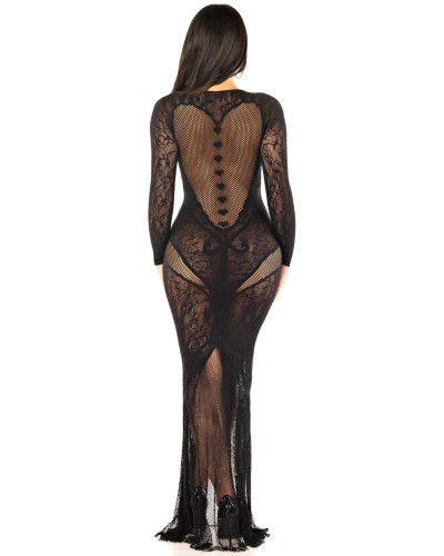 Сукня Leg Avenue Lace and Net Bodycon Gown One Size, Black - Фото №5