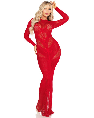 Сукня Leg Avenue Lace and Net Bodycon Gown One Size, Red - Фото №2