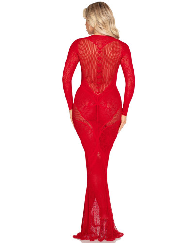 Сукня Leg Avenue Lace and Net Bodycon Gown One Size, Red - Фото №3