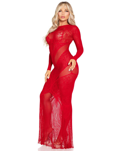 Сукня Leg Avenue Lace and Net Bodycon Gown One Size, Red - Фото №4